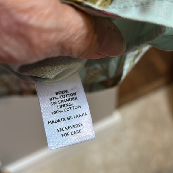 Spartina 449 Seafoam Sugar Mill Peacock Floral Olivia Poplin Dress Size Small - Picture 7 of 11